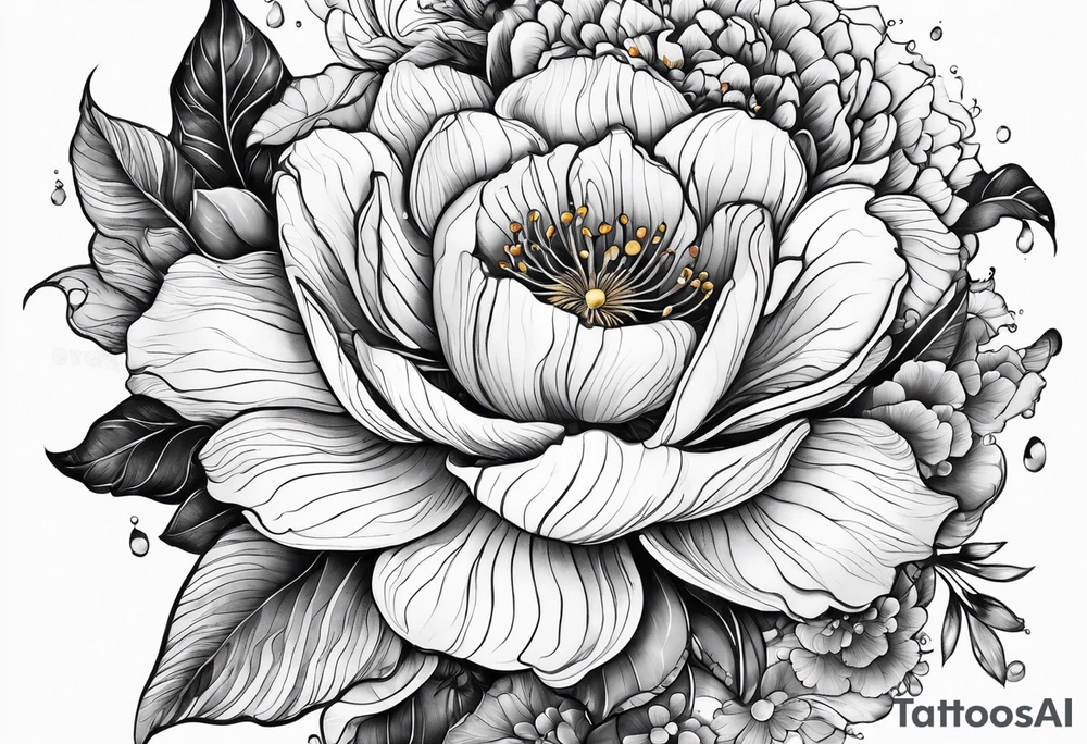 sea, flower tattoo idea