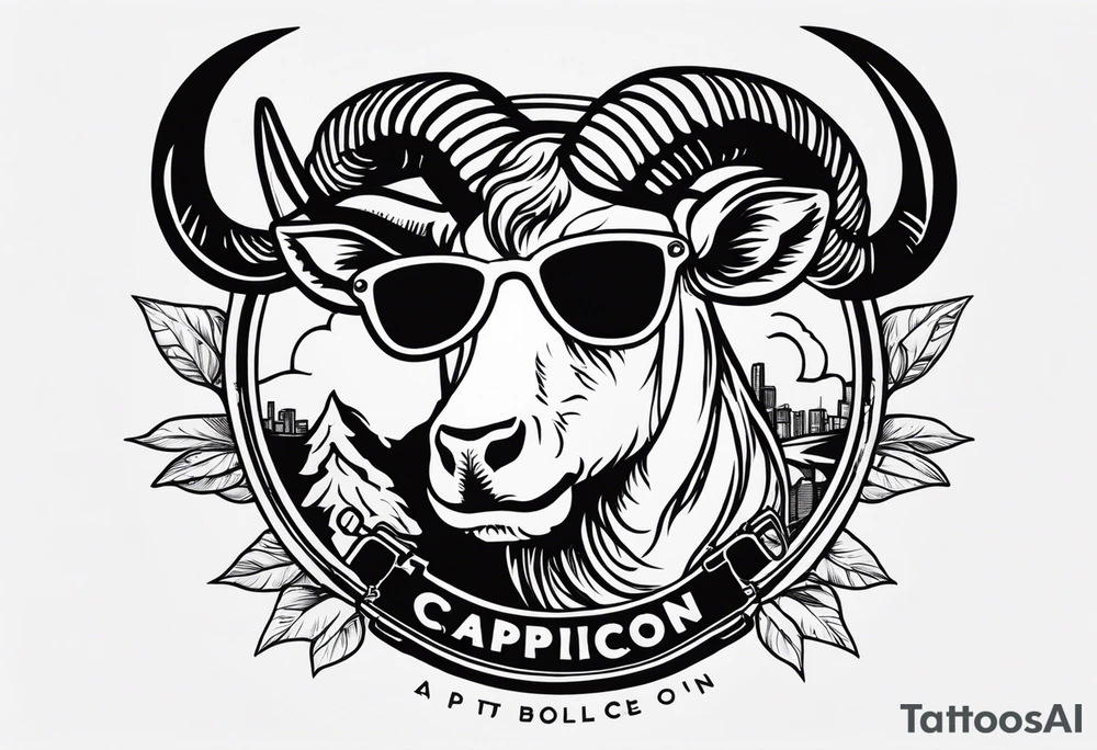 capricorn with sunglasses and shotgun tattoo idea