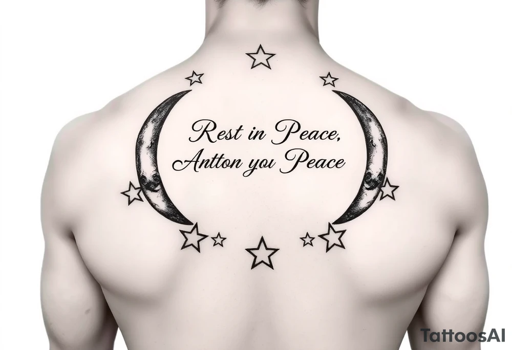 Rest in Peace
Anthony Lamont Deal 
surrounded by half moons and stars tattoo idea