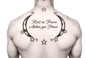 Rest in Peace
Anthony Lamont Deal 
surrounded by half moons and stars tattoo idea