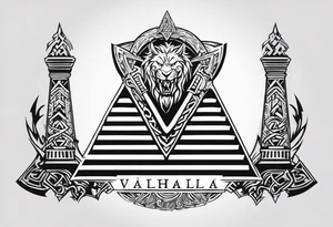 Valhalla  sword shield axe Valknut  stairs dragon lion tattoo idea