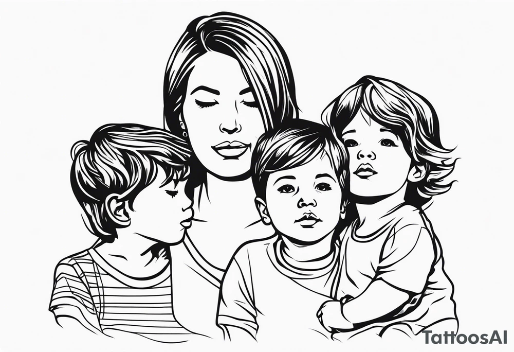 Mom with son and daughter tattoo idea