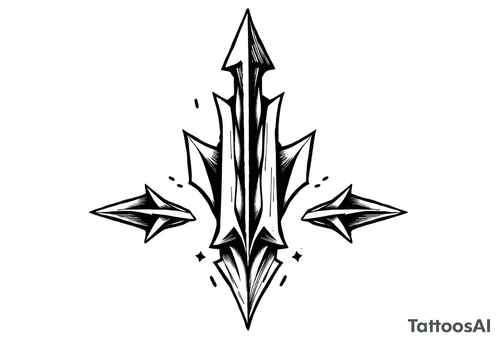 thick arrow look down tattoo idea