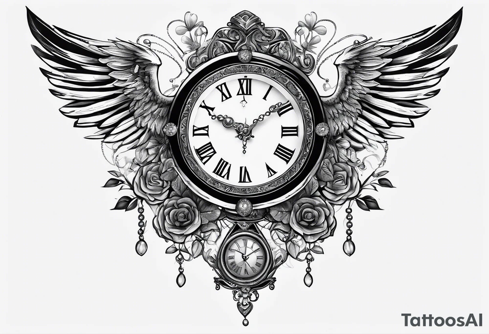 Greek god, timeless clock, rosary tattoo idea