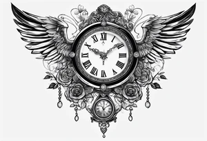 Greek god, timeless clock, rosary tattoo idea