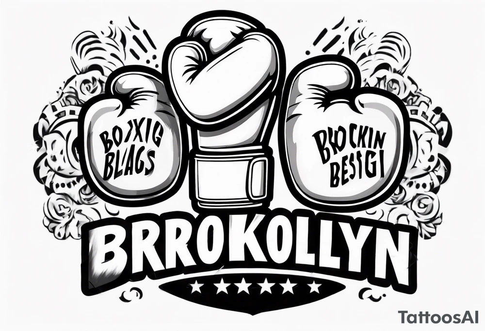 pair of boxing gloves in cartoon style with Brooklyn wording tattoo idea