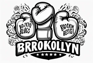 pair of boxing gloves in cartoon style with Brooklyn wording tattoo idea