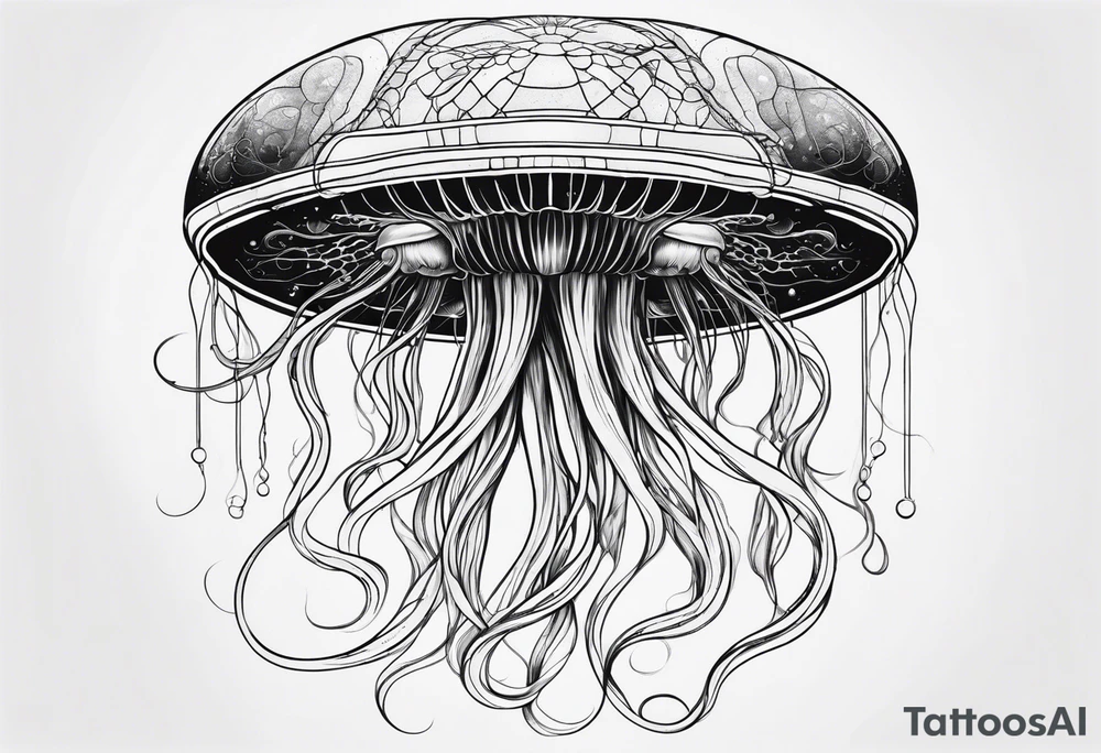 Space jellyfish with long tentacles tattoo idea