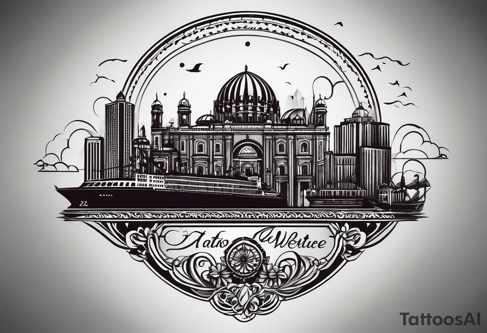 attoo-Design: “Verwobene Welten”

Inspiriert von der Insel Teneriffa und der Stadt Berlin habe ich ein einzigartiges Tattoo-Design für dich entworfen. Dieses Design symbolisiert die Verbindung zwischen diesen beiden Orten und fügt einen Hauch von medizinischem Flair hinzu.

Grundform: Teneriffa
Die Umrisse der Insel Teneriffa bilden die Basis des Tattoos. Ihre charakteristische Form wird stilisiert und elegant dargestellt.
Elemente der Stadt Berlin:
Brandenburger Tor: Das berühmte Brandenburger Tor, ein Wahrzeichen Berlins, wird in das Tattoo integriert. Es symbolisiert Geschichte, Freiheit und Einheit.
Berliner Fernsehturm: Der Fernsehturm am Alexanderplatz ist ein weiteres ikonisches Merkmal der Stadt. Er repräsentiert Modernität und Urbanität.
Äskulapstab:
Der Äskulapstab, ein Symbol der Medizin und Heilung, wird geschickt in das Design eingearbeitet. Er steht für Gesundheit und Wohlbefinden. tattoo idea