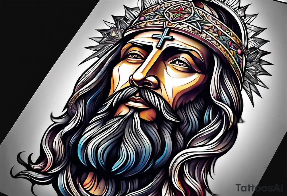 jesus olhando pra cima na cruz tattoo idea