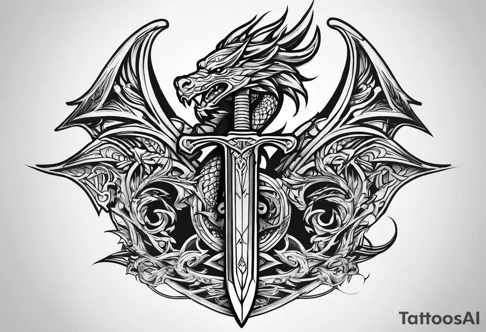 Valhalla  dragon sword stairwell tattoo idea