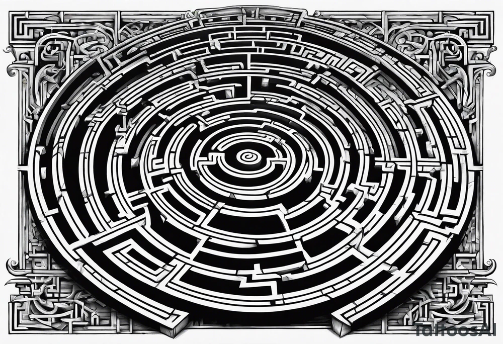 labyrinth Maze train tracks straight tattoo idea