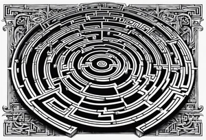 labyrinth Maze train tracks straight tattoo idea
