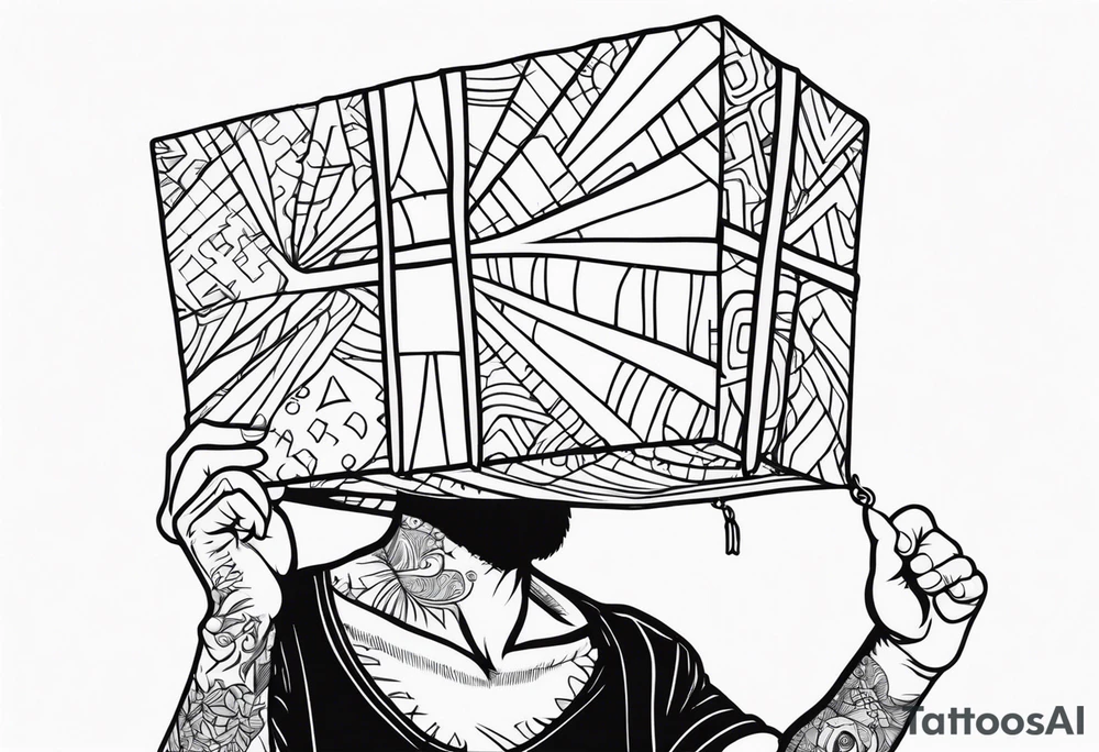 man with paper bag over head tattoo idea