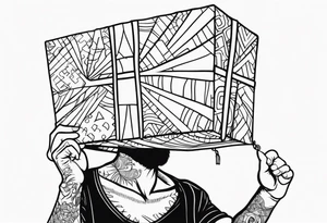 man with paper bag over head tattoo idea