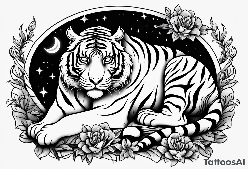 tiger sleeping tattoo idea
