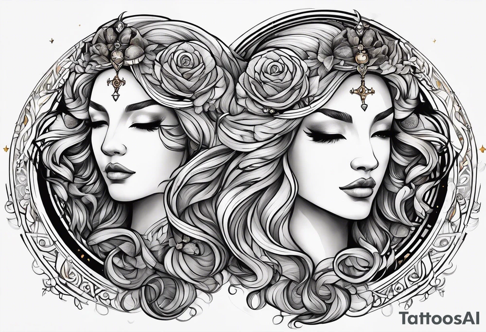 A powerful Leo & Virgo, the balance between the two from Young to old whole sleeve very happy, very mysterious very dark, but cheerful at the same time tattoo idea