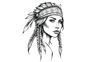 Female Native American with headband tattoo idea