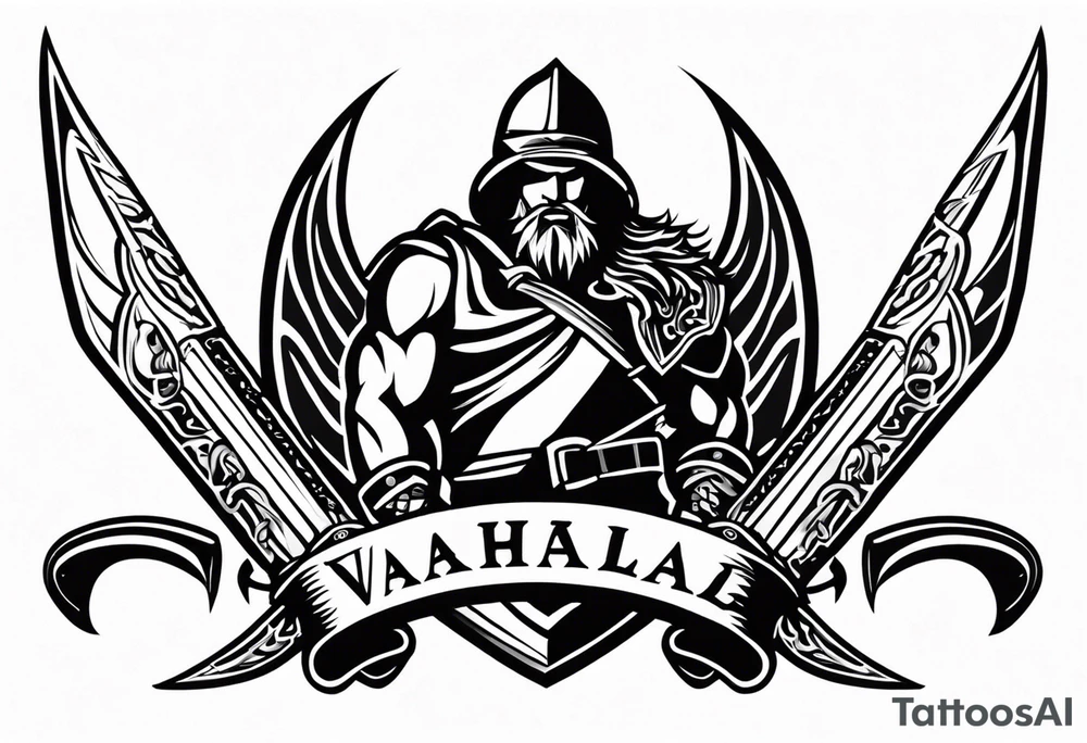 Valhalla  warrior soldier  Sword axe tattoo idea