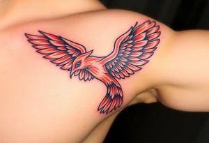 A phoenix with blue Eyes(only red , blue and black are possible colors) tattoo idea