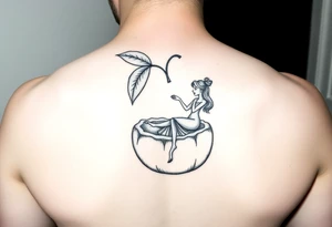 Simple lime in a coconut with a dancing girl tattoo idea