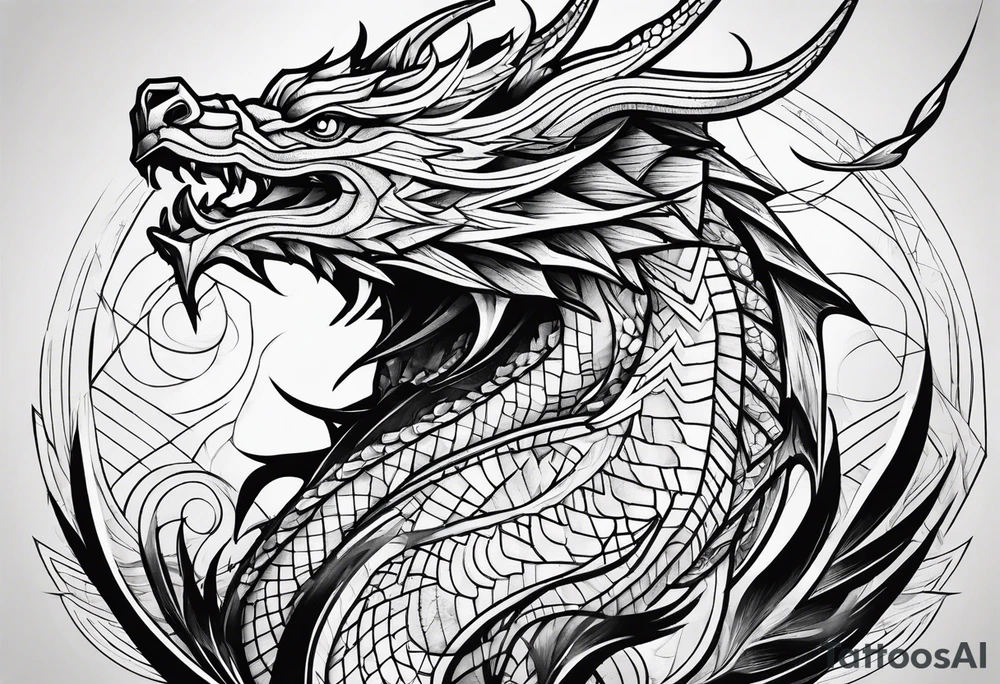geometric dragon tattoo idea