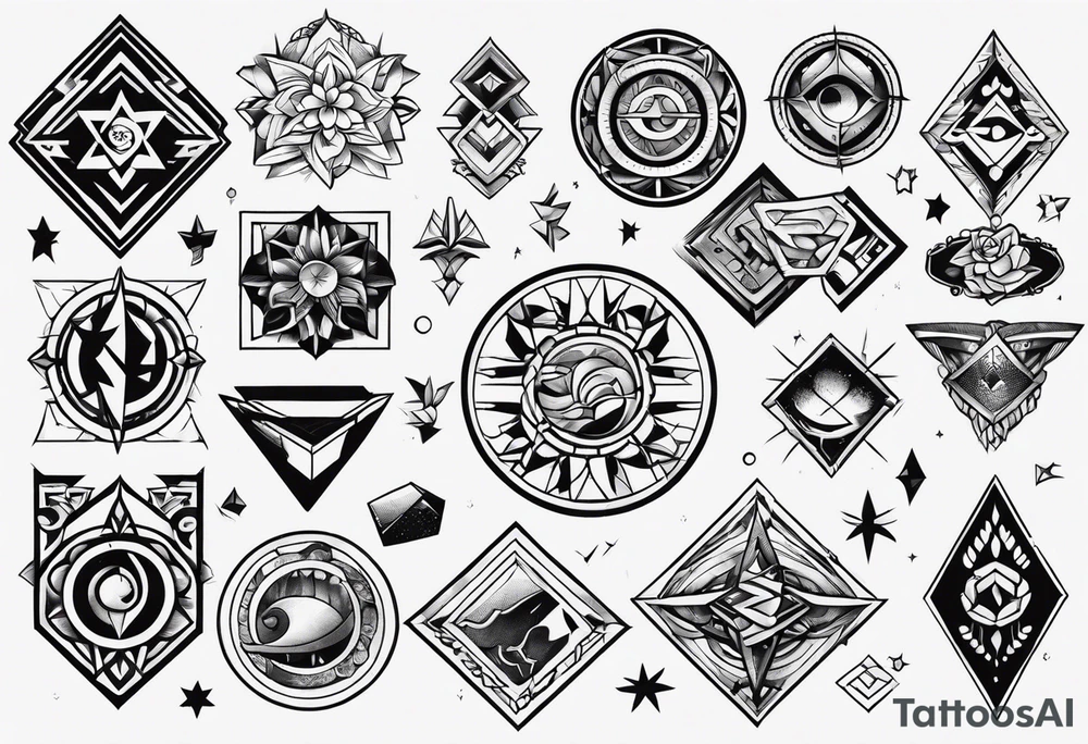 Variety of ass traditional style flash sheet tattoo idea