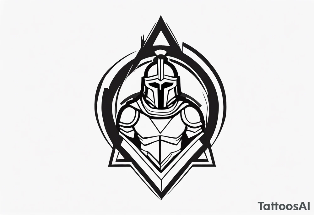 Ancient spartan in a trinity symbol tattoo idea