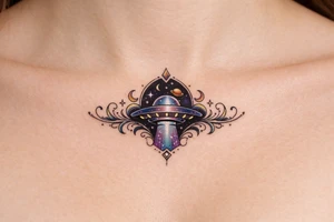 ufo under breast or space tattoo idea