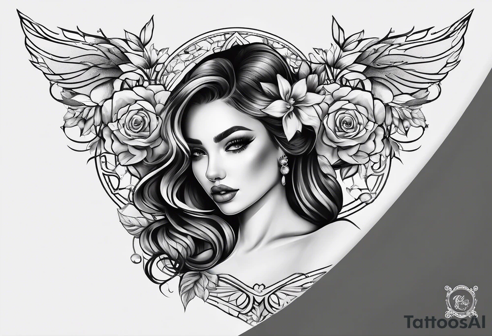 Feminine chest tattoo idea