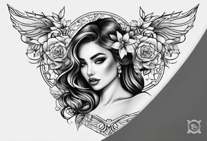 Feminine chest tattoo idea
