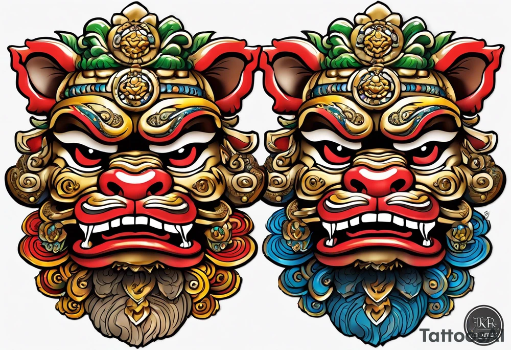 Okinawan shisa pair. One has their mouth closed tattoo idea