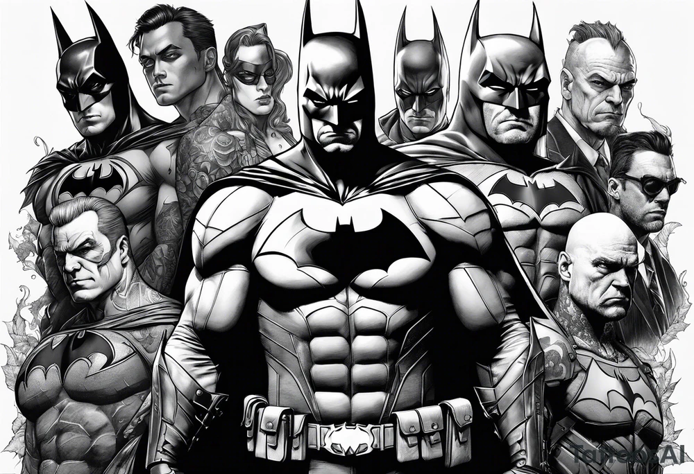 batman with all the vilains tattoo idea