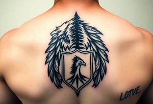 Native American tribal symbol ( wolf, eagle, bear, tree, etc ) with a Caudle emblem or crest tattoo idea