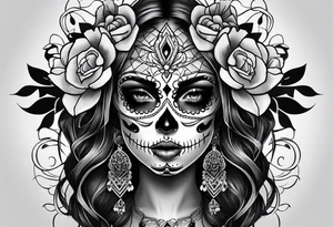 Sugar skull girl tattoo idea