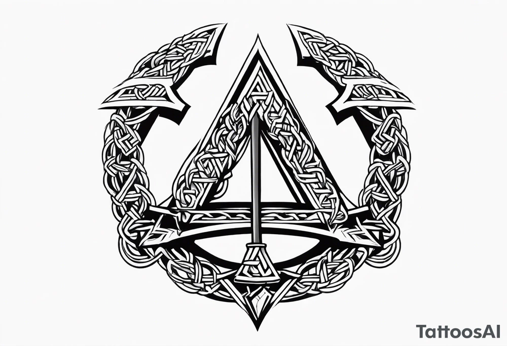 Valhalla sword shield axe barbed wire chains valknut fire tattoo idea Valhalla sword shield axe barbed wire chains valknut fire tattoo idea