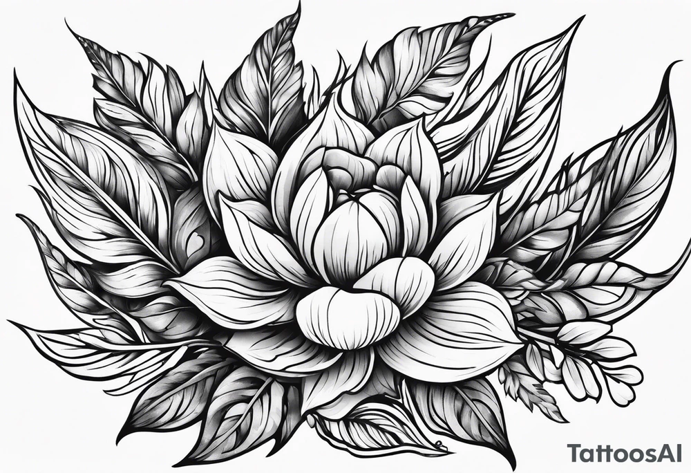 Curved leaves tattoo idea