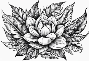 Curved leaves tattoo idea