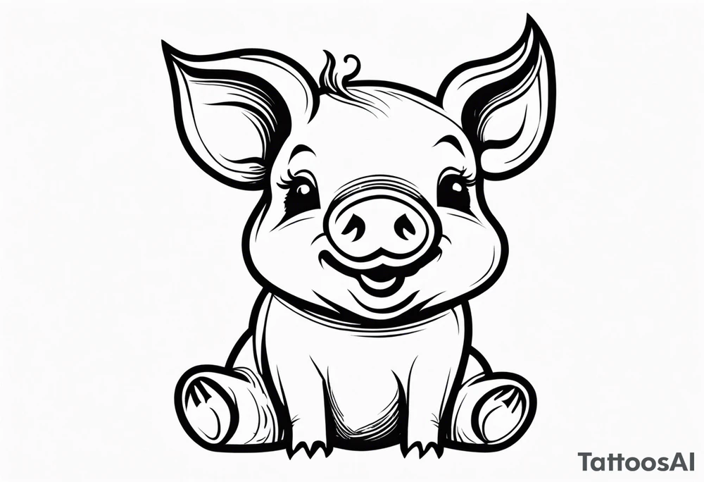 cute pig or piglet.
with text: "friends not food" 

only very thin lines. no shading. black and white only. simple outline only tattoo idea