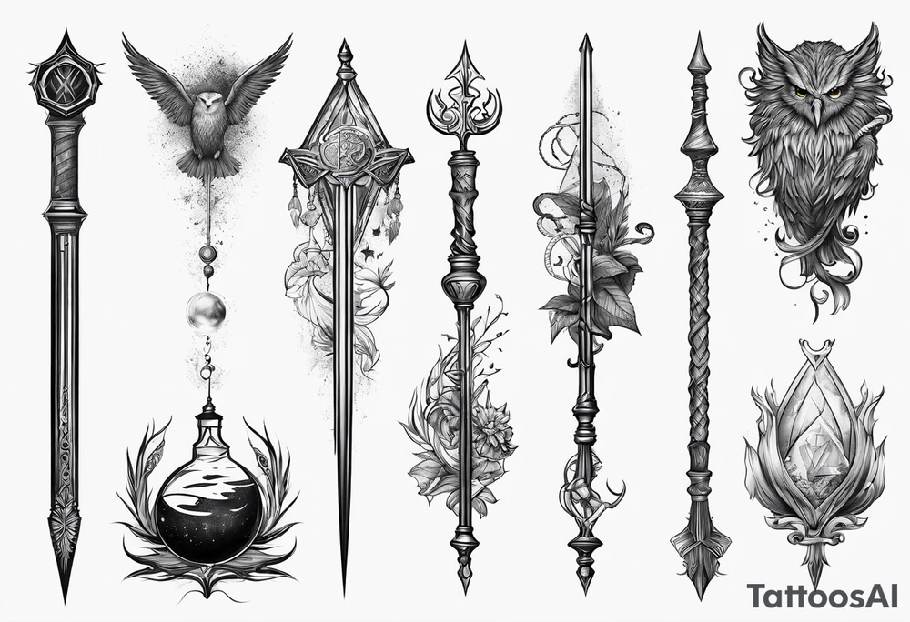 Harry Potter fantastic beasts wands magic tattoo idea