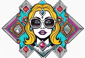 Dead Diamond queen wearing glasses add gemstones make her scarier darker tattoo idea