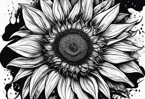 a doodle of a sunflower, with one bloodshot eye, and he's smoking a blunt tattoo idea