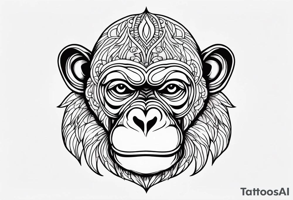 monkey traditional art tattoo idea