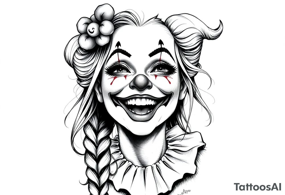 Payasa Clown Girl laugh now cry later tattoo idea