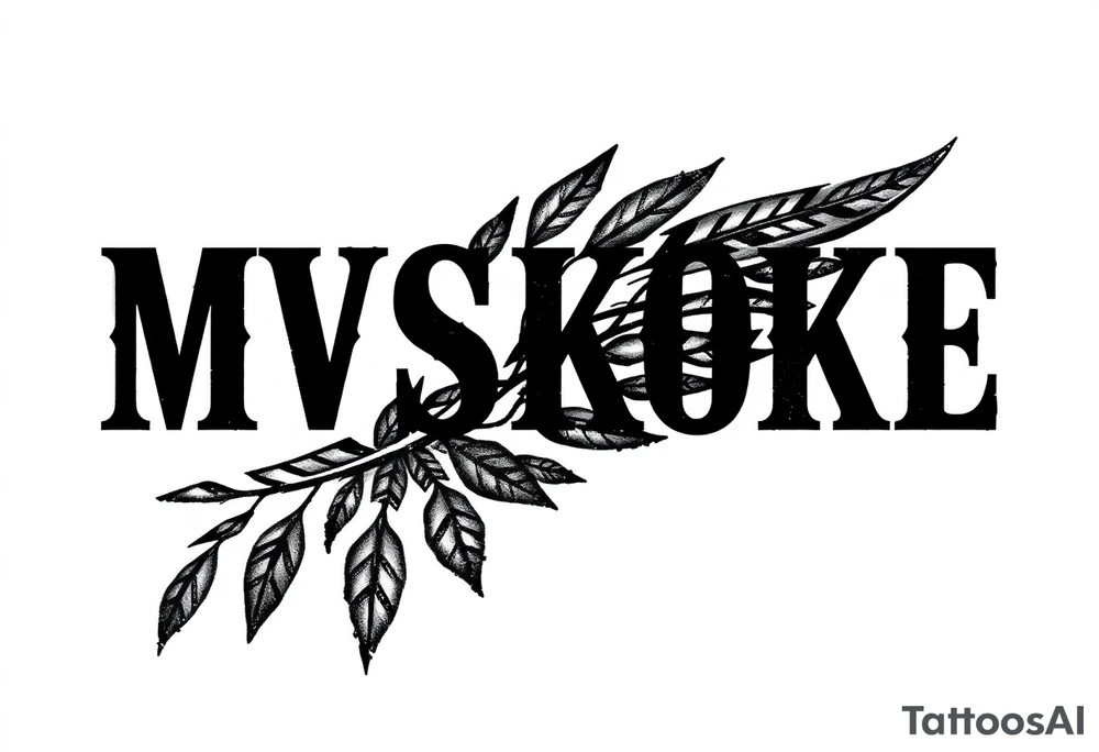 The word “MVSKOKE” shaded with Native American print tattoo idea