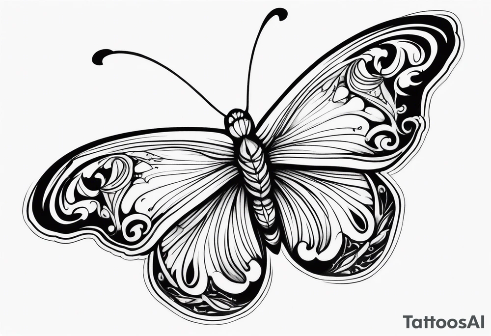 Butterfly with flames tattoo idea