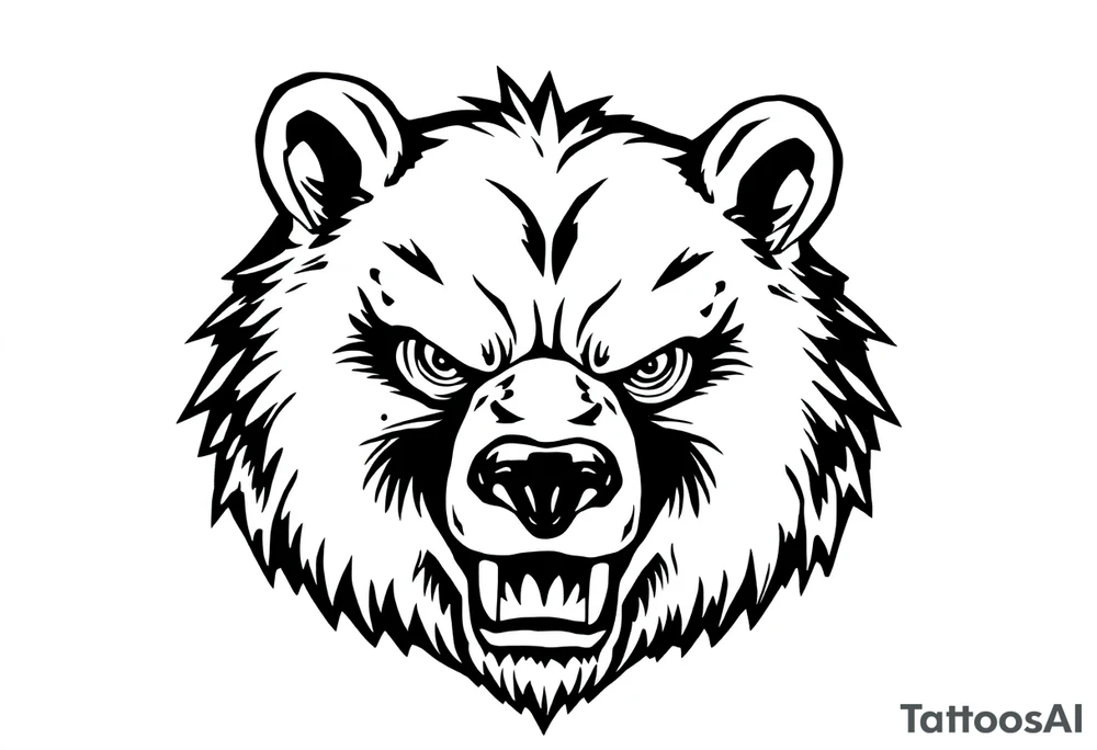 Traditional style angry bear tattoo idea