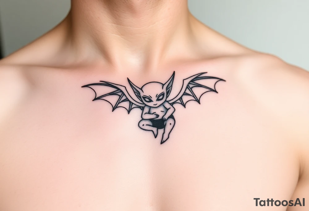 Tiny goblin with wings tattoo idea