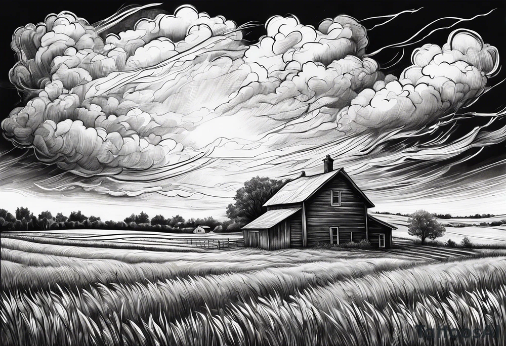 A storm flying over a field tattoo idea
