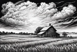 A storm flying over a field tattoo idea
